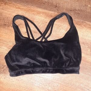 Victoria's Secret Black Velvet Strappy Sports Bralette